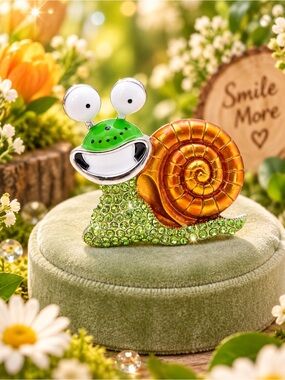 The Eleanor Collection Enchanted Snail Brooch • Jeweled Crystal Statement Pin